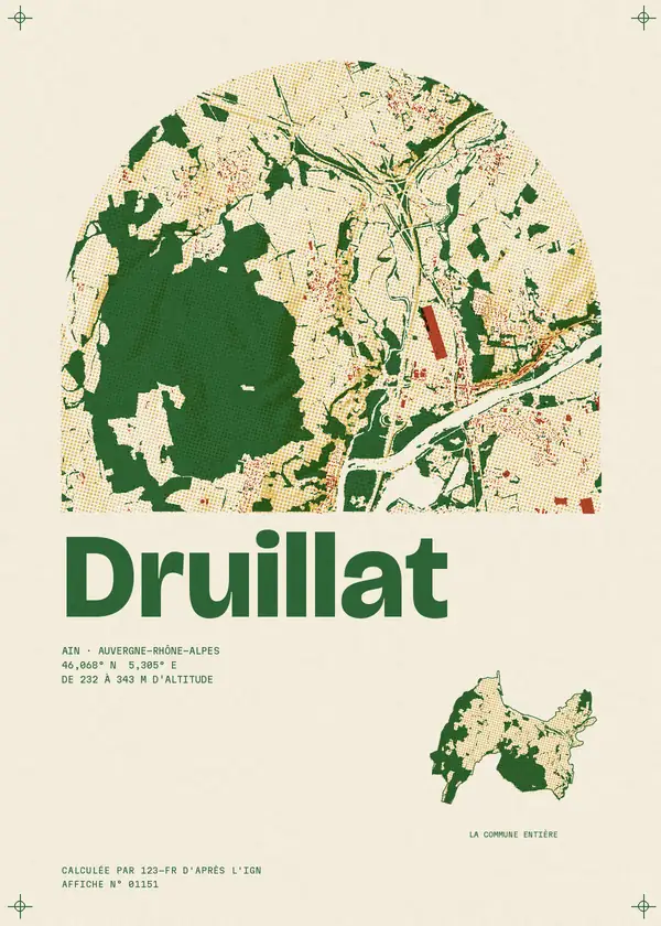 Affiche de Druillat, calculée par 123-fr d'après l'IGN