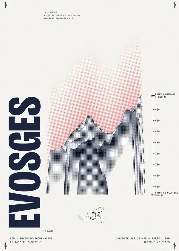 Affiche de Évosges, calculée par 123-fr d'après l'IGN
