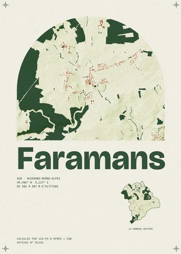 Affiche de Faramans, calculée par 123-fr d'après l'IGN