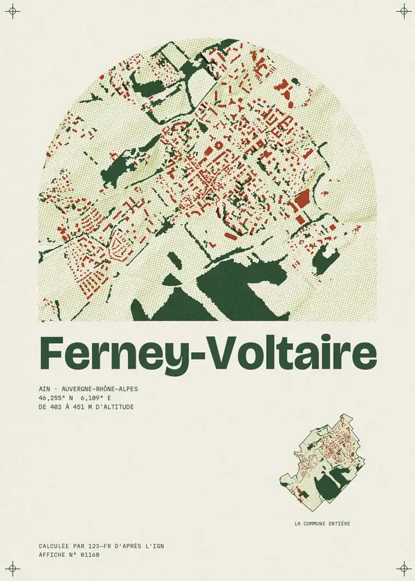 Affiche de Ferney-Voltaire, calculée par 123-fr d'après l'IGN