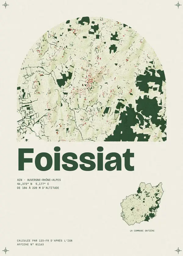 Affiche de Foissiat, calculée par 123-fr d'après l'IGN