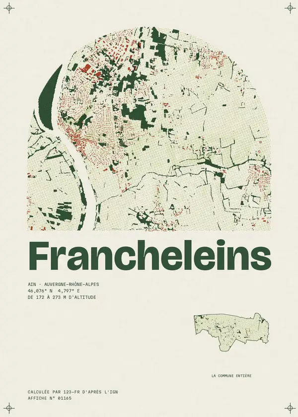 Affiche de Francheleins, calculée par 123-fr d'après l'IGN