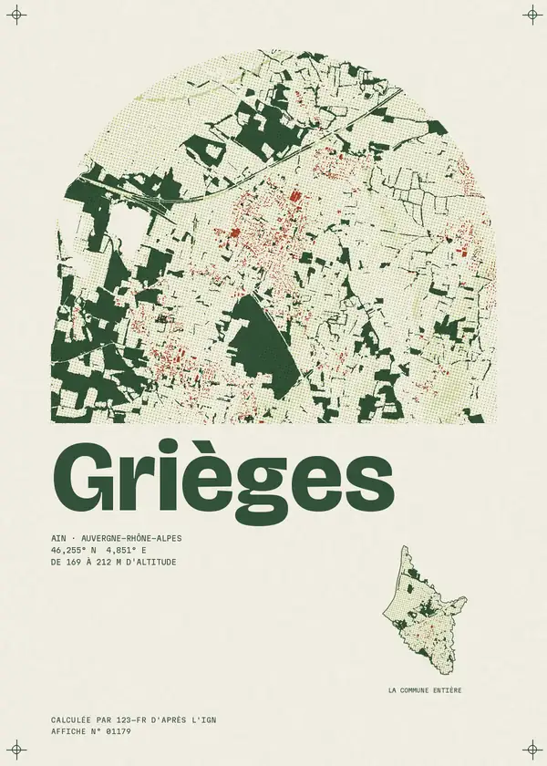Affiche de Grièges, calculée par 123-fr d'après l'IGN