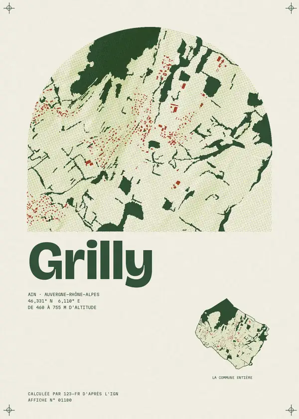 Affiche de Grilly, calculée par 123-fr d'après l'IGN