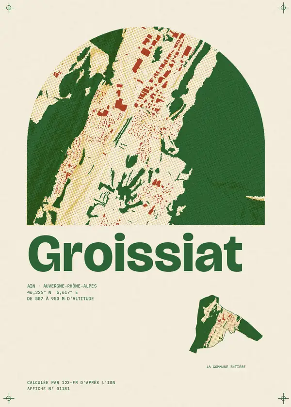 Affiche de Groissiat, calculée par 123-fr d'après l'IGN