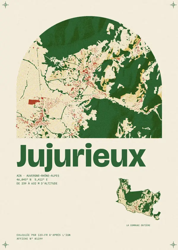Affiche de Jujurieux, calculée par 123-fr d'après l'IGN
