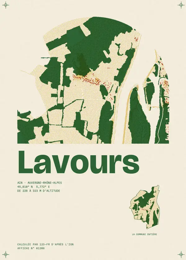 Affiche de Lavours, calculée par 123-fr d'après l'IGN