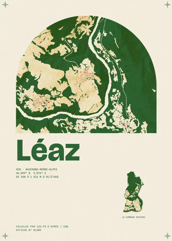 Affiche de Léaz, calculée par 123-fr d'après l'IGN