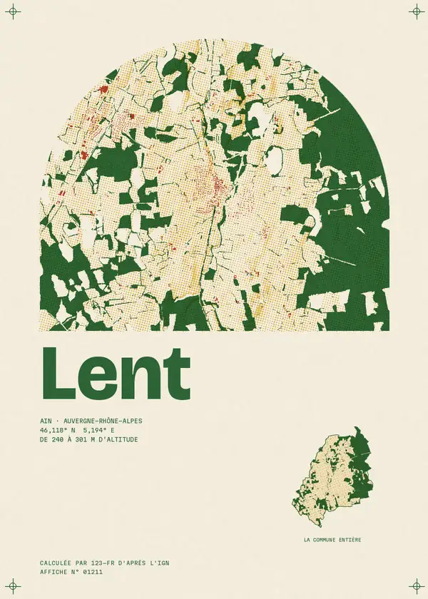 Affiche de Lent, calculée par 123-fr d'après l'IGN