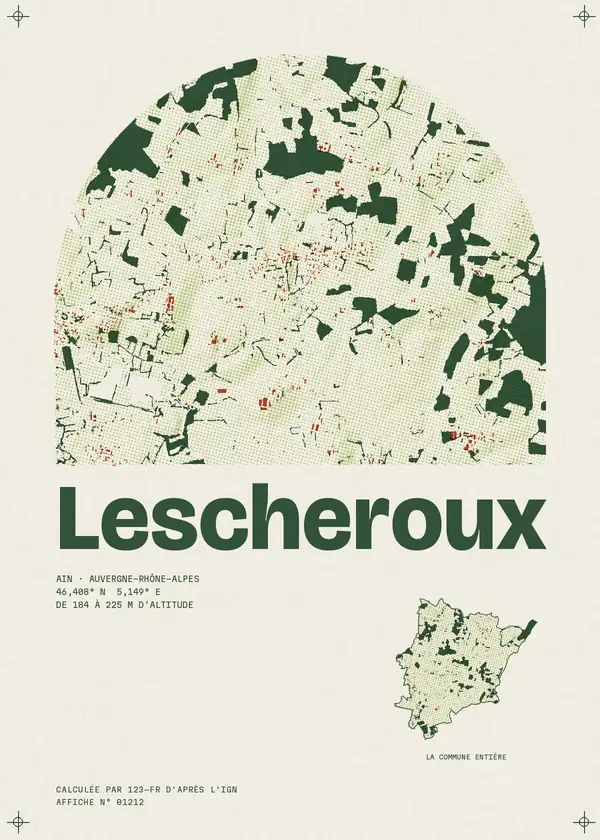 Affiche de Lescheroux, calculée par 123-fr d'après l'IGN