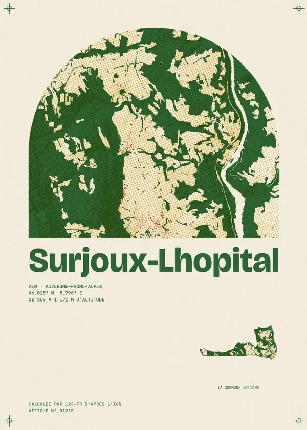 Affiche de Surjoux-Lhopital, calculée par 123-fr d'après l'IGN