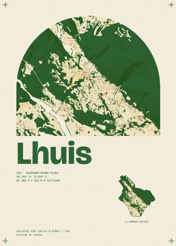 Affiche de Lhuis, calculée par 123-fr d'après l'IGN