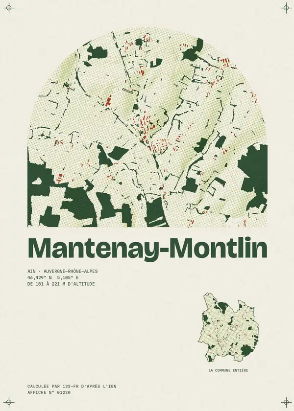 Affiche de Mantenay-Montlin, calculée par 123-fr d'après l'IGN