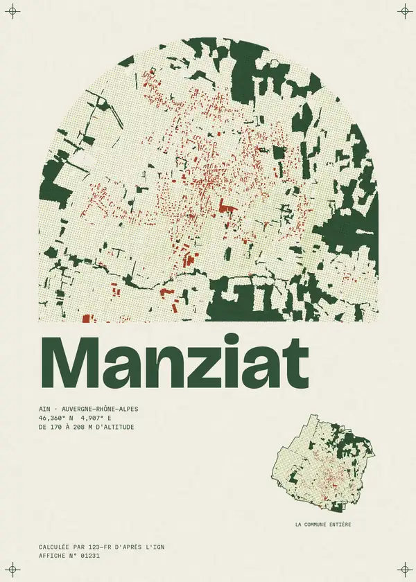 Affiche de Manziat, calculée par 123-fr d'après l'IGN