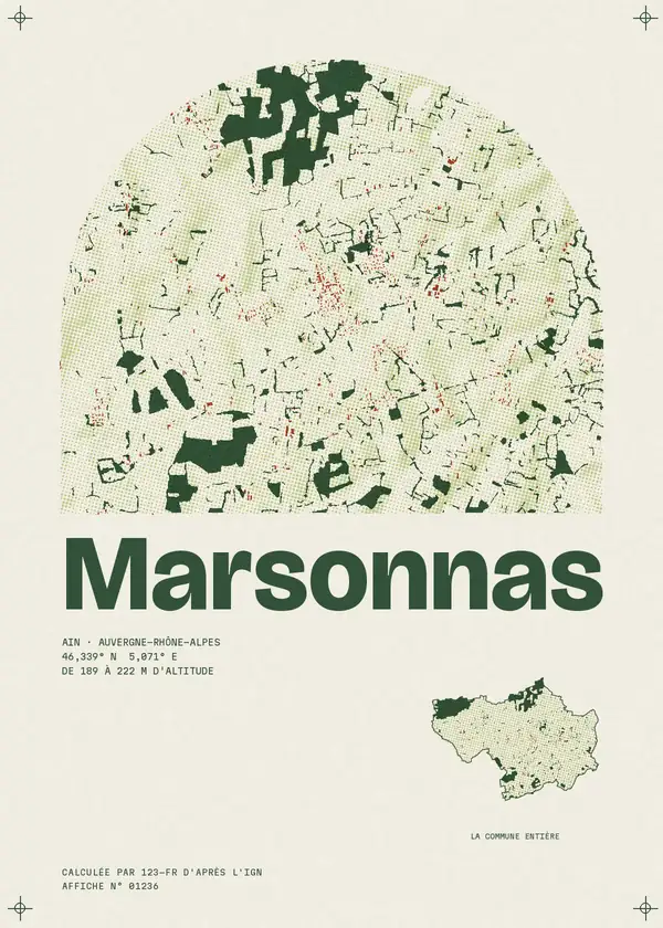 Affiche de Marsonnas, calculée par 123-fr d'après l'IGN