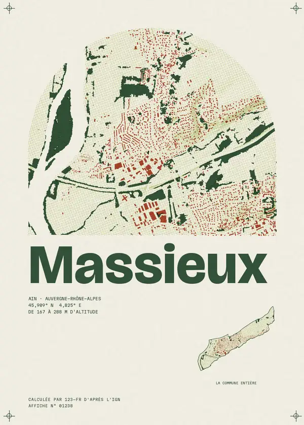 Affiche de Massieux, calculée par 123-fr d'après l'IGN