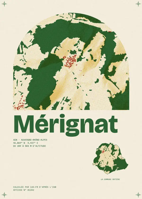 Affiche de Mérignat, calculée par 123-fr d'après l'IGN