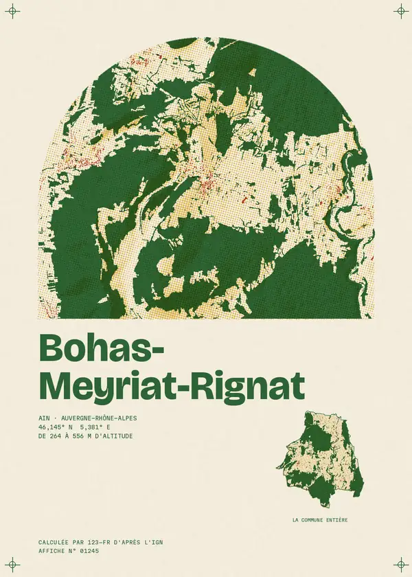 Affiche de Bohas-Meyriat-Rignat, calculée par 123-fr d'après l'IGN