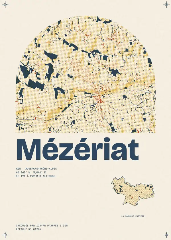 Affiche de Mézériat, calculée par 123-fr d'après l'IGN