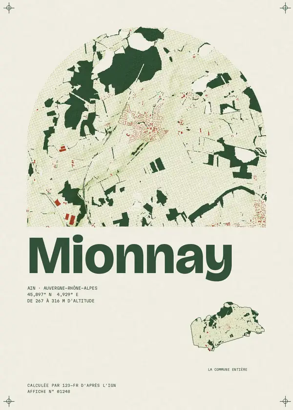Affiche de Mionnay, calculée par 123-fr d'après l'IGN
