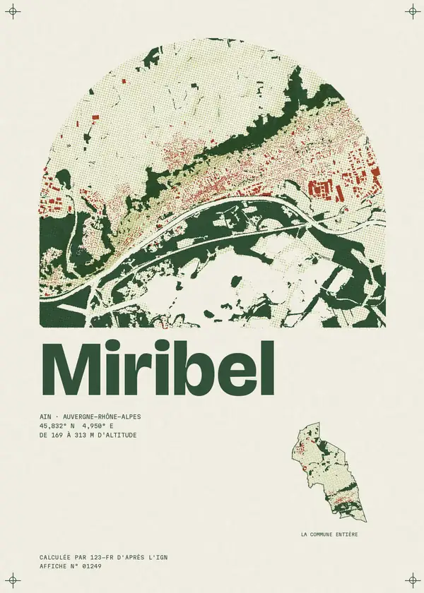 Affiche de Miribel, calculée par 123-fr d'après l'IGN