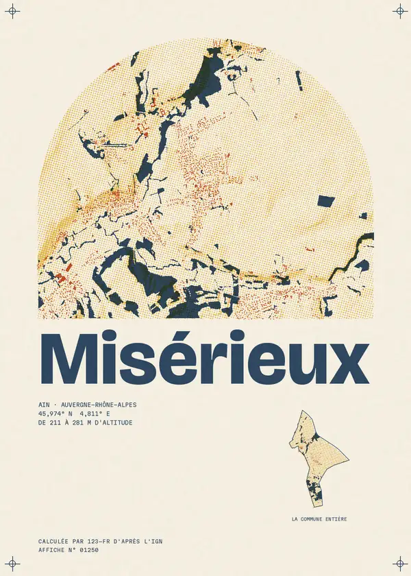 Affiche de Misérieux, calculée par 123-fr d'après l'IGN
