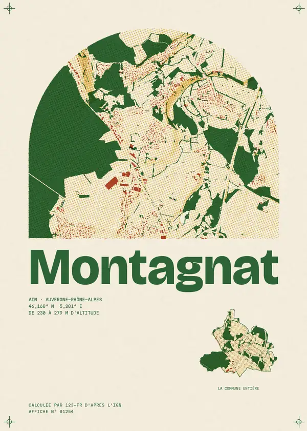 Affiche de Montagnat, calculée par 123-fr d'après l'IGN