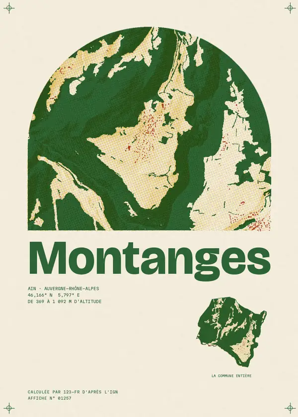 Affiche de Montanges, calculée par 123-fr d'après l'IGN