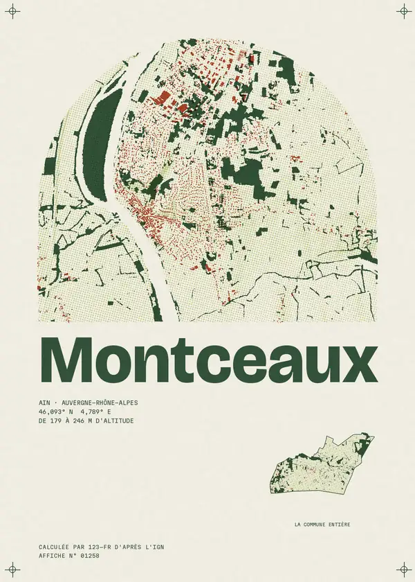 Affiche de Montceaux, calculée par 123-fr d'après l'IGN