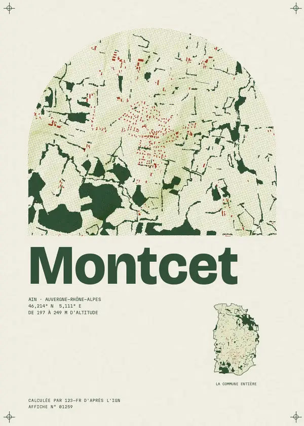 Affiche de Montcet, calculée par 123-fr d'après l'IGN