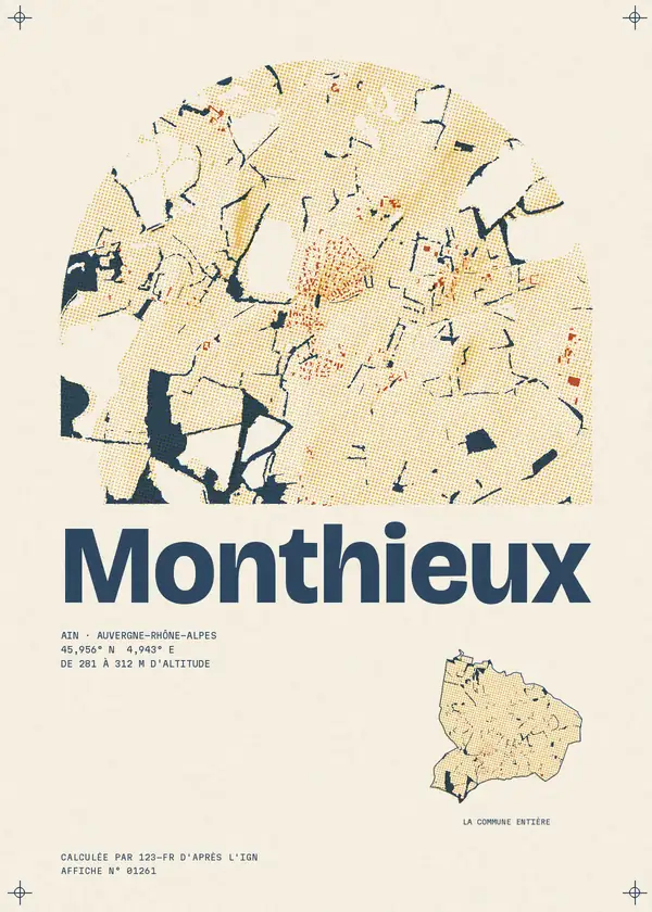 Affiche de Monthieux, calculée par 123-fr d'après l'IGN