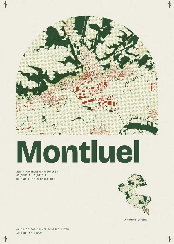 Affiche de Montluel, calculée par 123-fr d'après l'IGN