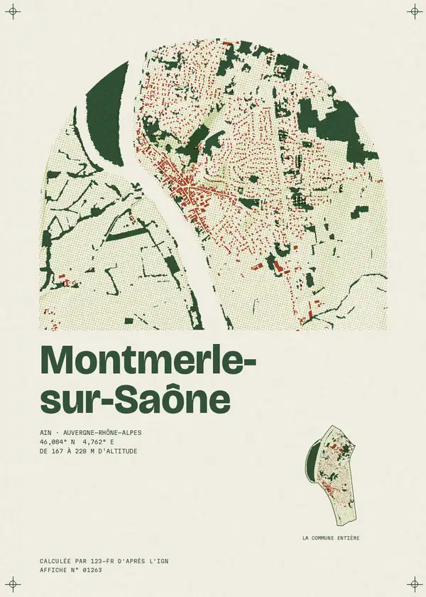 Affiche de Montmerle-sur-Saône, calculée par 123-fr d'après l'IGN