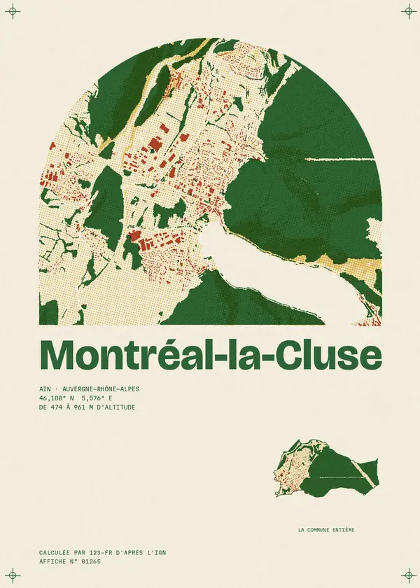 Affiche de Montréal-la-Cluse, calculée par 123-fr d'après l'IGN