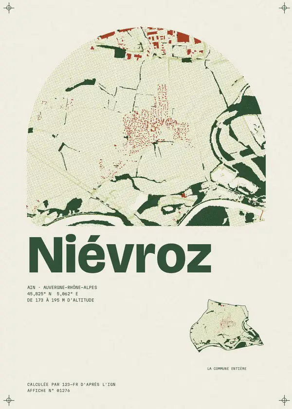 Affiche de Niévroz, calculée par 123-fr d'après l'IGN