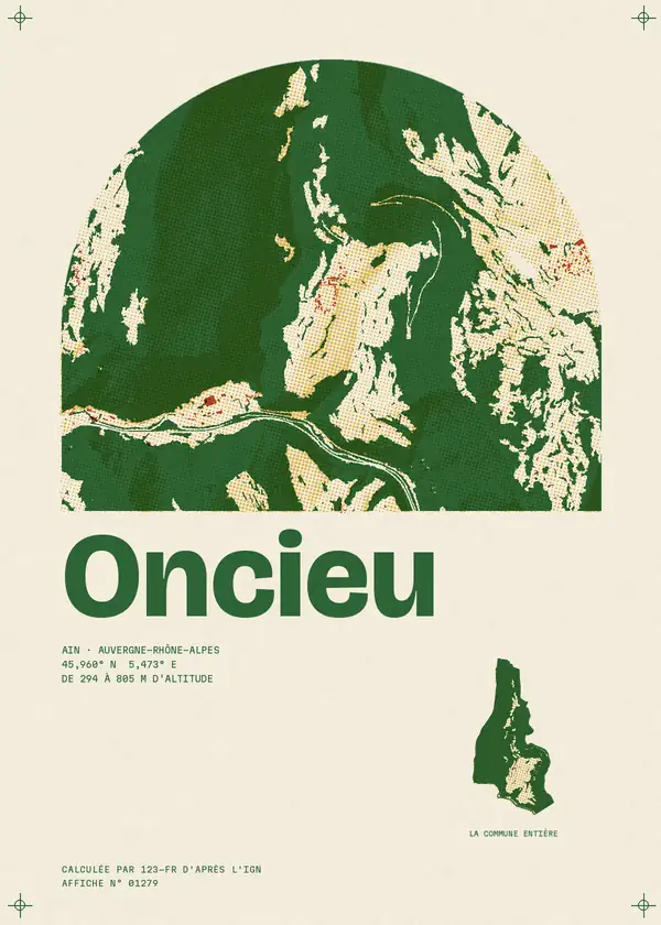 Affiche de Oncieu, calculée par 123-fr d'après l'IGN