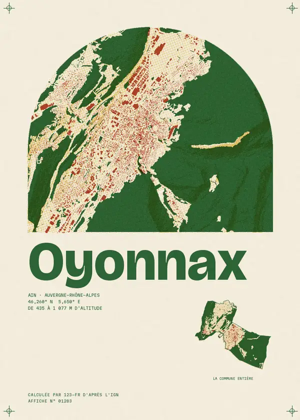 Affiche de Oyonnax, calculée par 123-fr d'après l'IGN