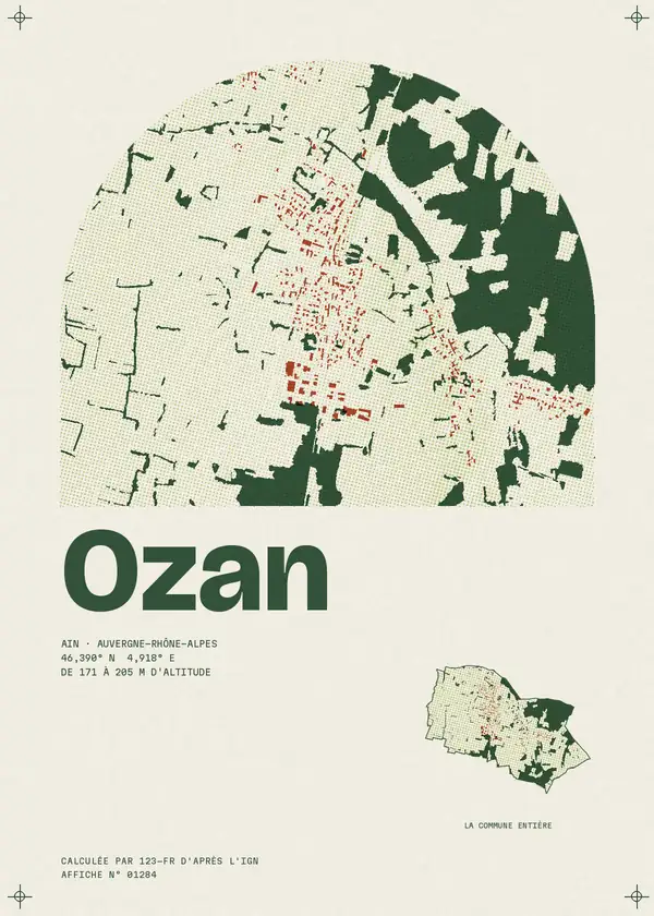 Affiche de Ozan, calculée par 123-fr d'après l'IGN