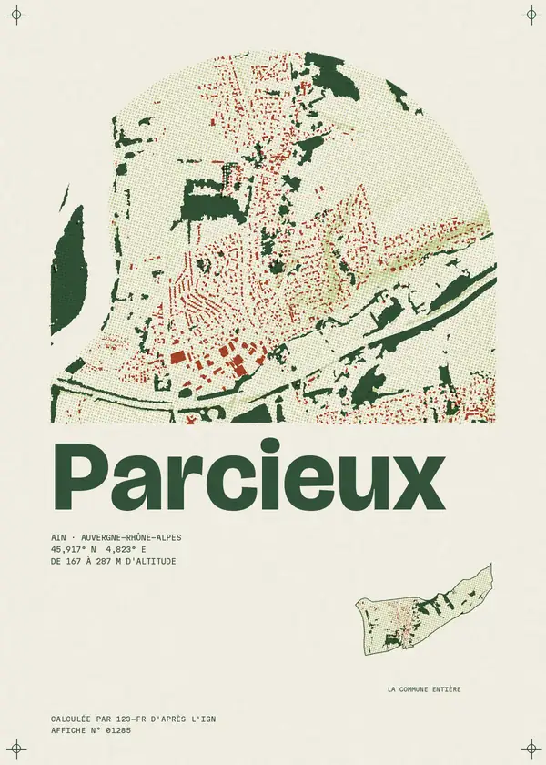 Affiche de Parcieux, calculée par 123-fr d'après l'IGN
