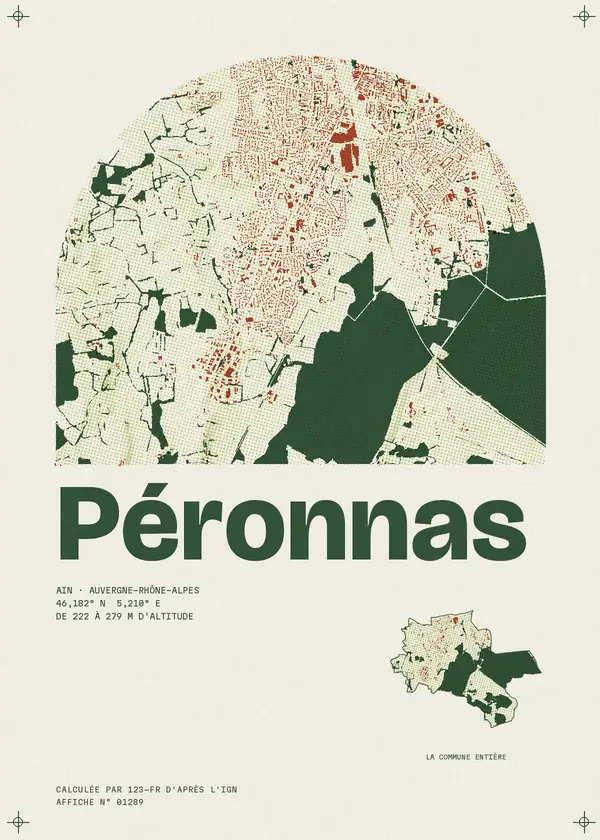 Affiche de Péronnas, calculée par 123-fr d'après l'IGN