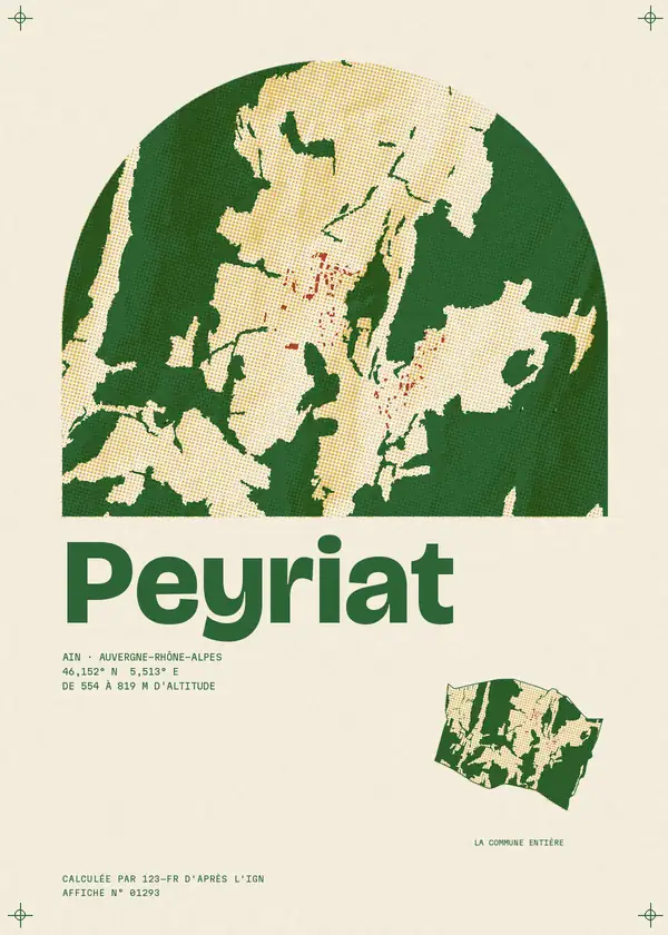 Affiche de Peyriat, calculée par 123-fr d'après l'IGN