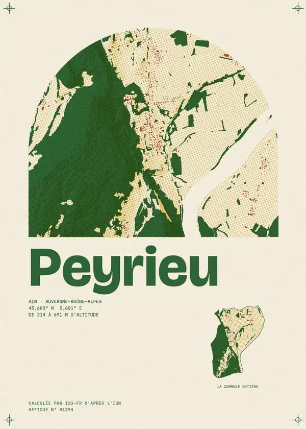 Affiche de Peyrieu, calculée par 123-fr d'après l'IGN