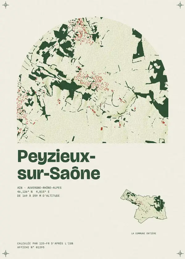 Affiche de Peyzieux-sur-Saône, calculée d'après l'IGN