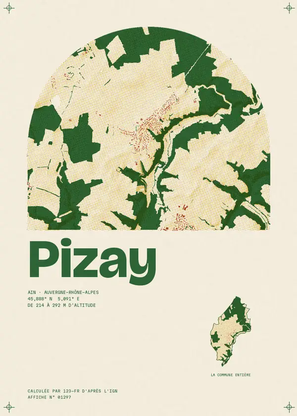 Affiche de Pizay, calculée par 123-fr d'après l'IGN