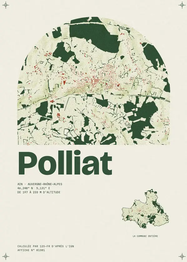 Affiche de Polliat, calculée par 123-fr d'après l'IGN