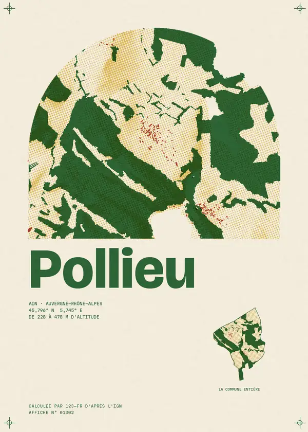 Affiche de Pollieu, calculée par 123-fr d'après l'IGN