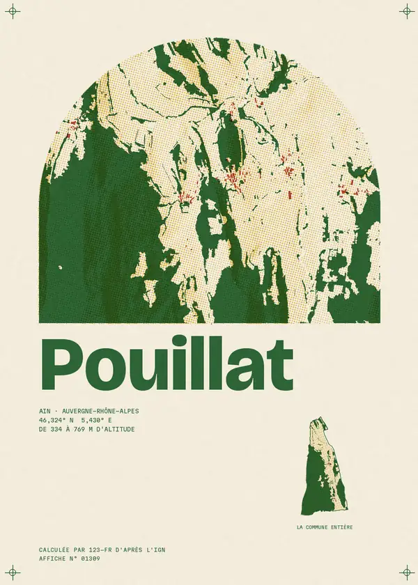 Affiche de Pouillat, calculée par 123-fr d'après l'IGN