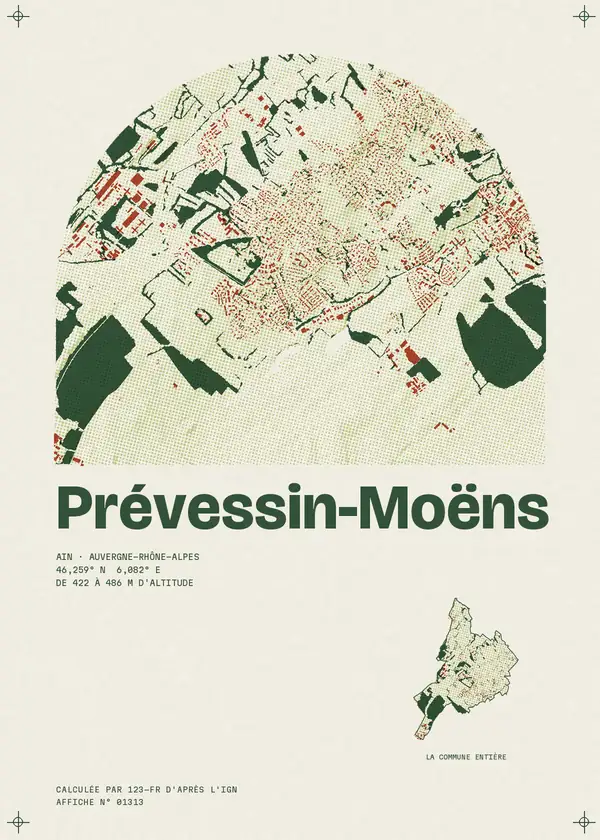 Affiche de Prévessin-Moëns, calculée par 123-fr d'après l'IGN