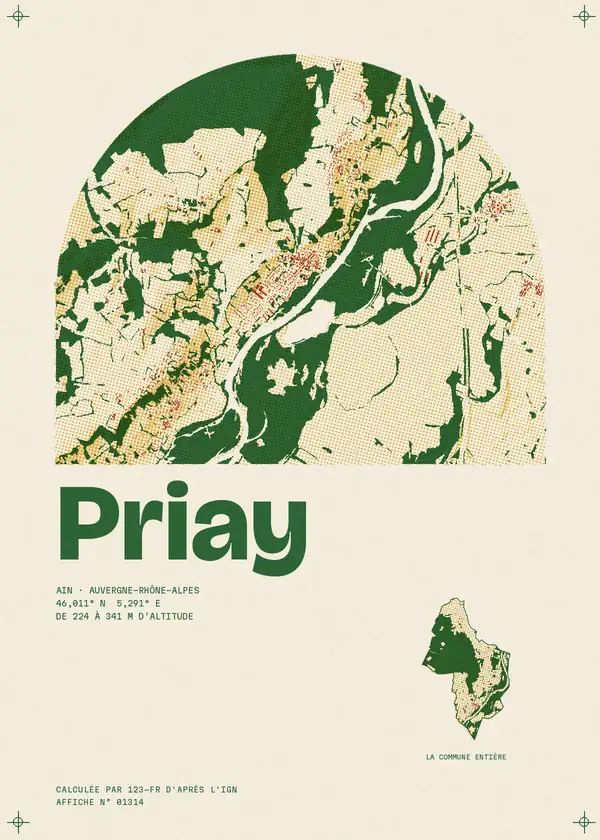 Affiche de Priay, calculée par 123-fr d'après l'IGN