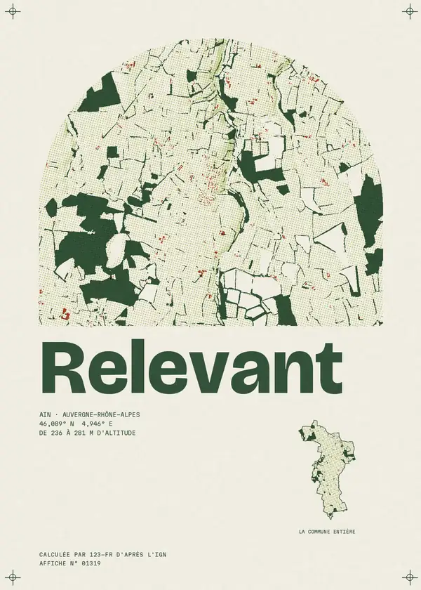 Affiche de Relevant, calculée par 123-fr d'après l'IGN